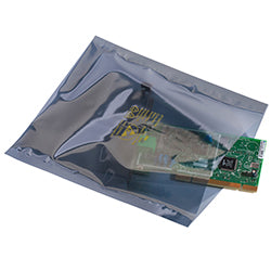 Electrostatic discharge (ESD) shielding barrier bag containing a printed circuit board, engineered for MIL-SPEC static protection and moisture resistance in military, aerospace, healthcare, and industrial packaging applications.