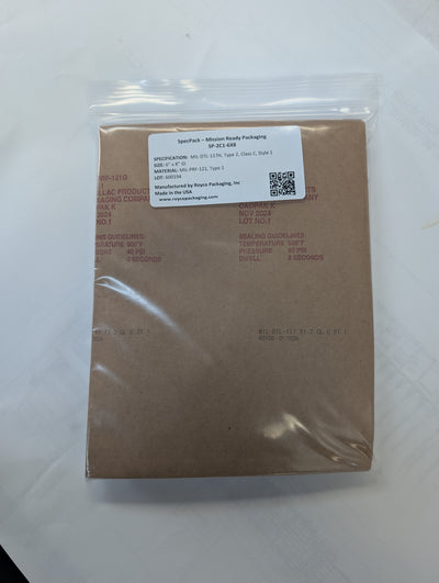 Package of brown bags with a label on a white background
