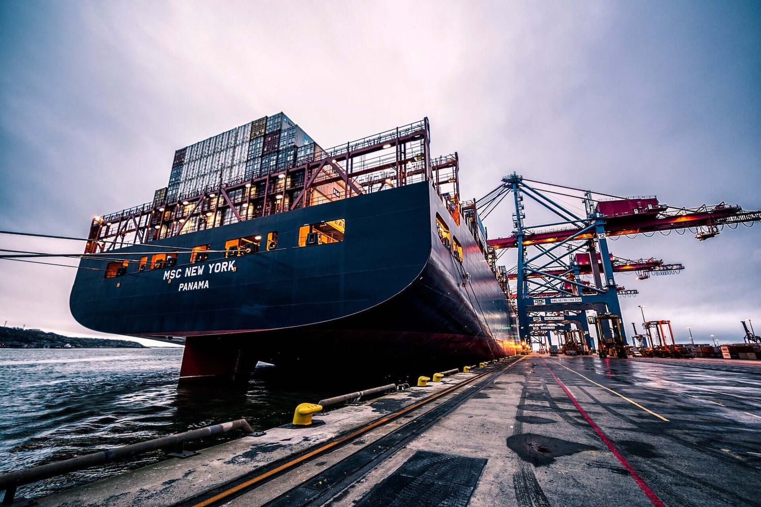 Container ship at dock